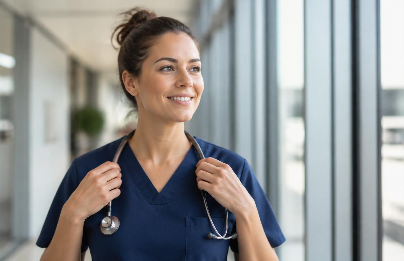 Healthcare professional preparing for shift